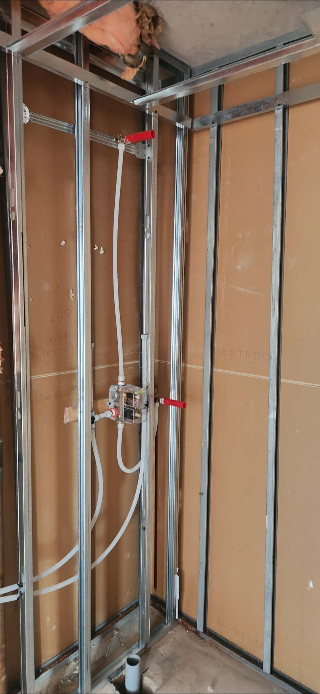 PEX plumbing rough-in for shower installation
